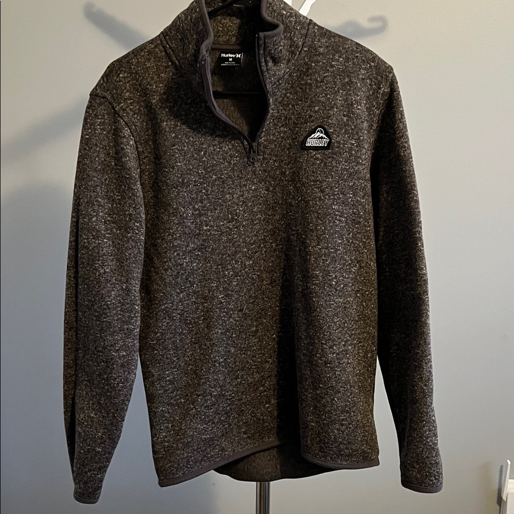 Hurley Men's Charcoal Zip-Up Sweater